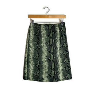 Intriguing Threads Skirt Womens size 4 Green Snakeskin Print Animal Pattern USA